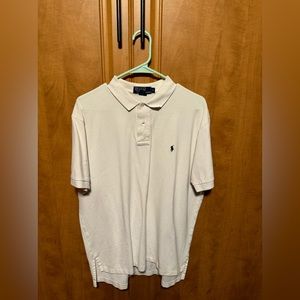 Four (4) Ralph Lauren men’s polos - white, cream, blue and purple